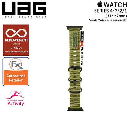 UAG Nato Strap for Apple Watch Series 7 - SE - 6 - 5 - 4 - 3 - 2 - 1 ( 45mm - 42mm - 44mm ) - High Strength Nylon Weave - Olive Drab (Barcode: 812451031904 ) - Forexengineer-malaysia