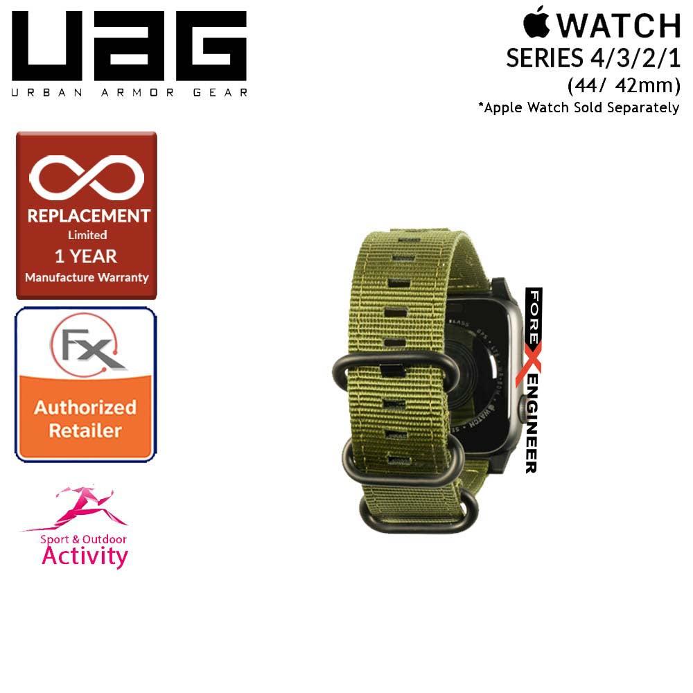 UAG Nato Strap for Apple Watch Series 7 - SE - 6 - 5 - 4 - 3 - 2 - 1 ( 45mm - 42mm - 44mm ) - High Strength Nylon Weave - Olive Drab (Barcode: 812451031904 )