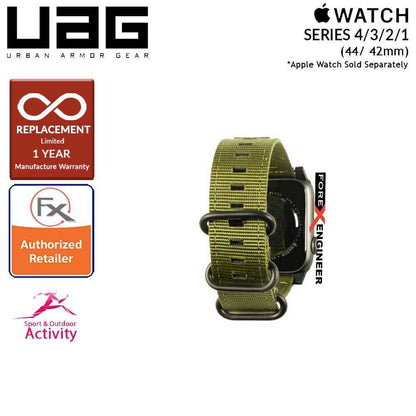 UAG Nato Strap for Apple Watch Series 7 - SE - 6 - 5 - 4 - 3 - 2 - 1 ( 45mm - 42mm - 44mm ) - High Strength Nylon Weave - Olive Drab (Barcode: 812451031904 ) - Forexengineer-malaysia