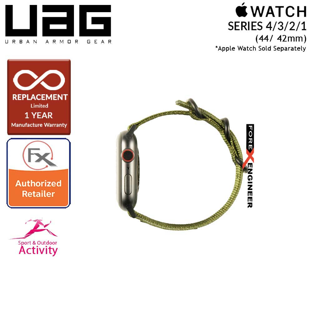 UAG Nato Strap for Apple Watch Series 7 - SE - 6 - 5 - 4 - 3 - 2 - 1 ( 45mm - 42mm - 44mm ) - High Strength Nylon Weave - Olive Drab (Barcode: 812451031904 )