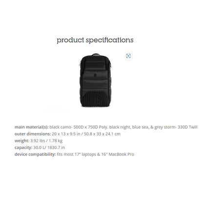 STM Dux 30L Backpack (Fit up to 17" Laptops) - Black ( Barcode: 810046111680 ) - Forexengineer -Malaysia- 810046111680