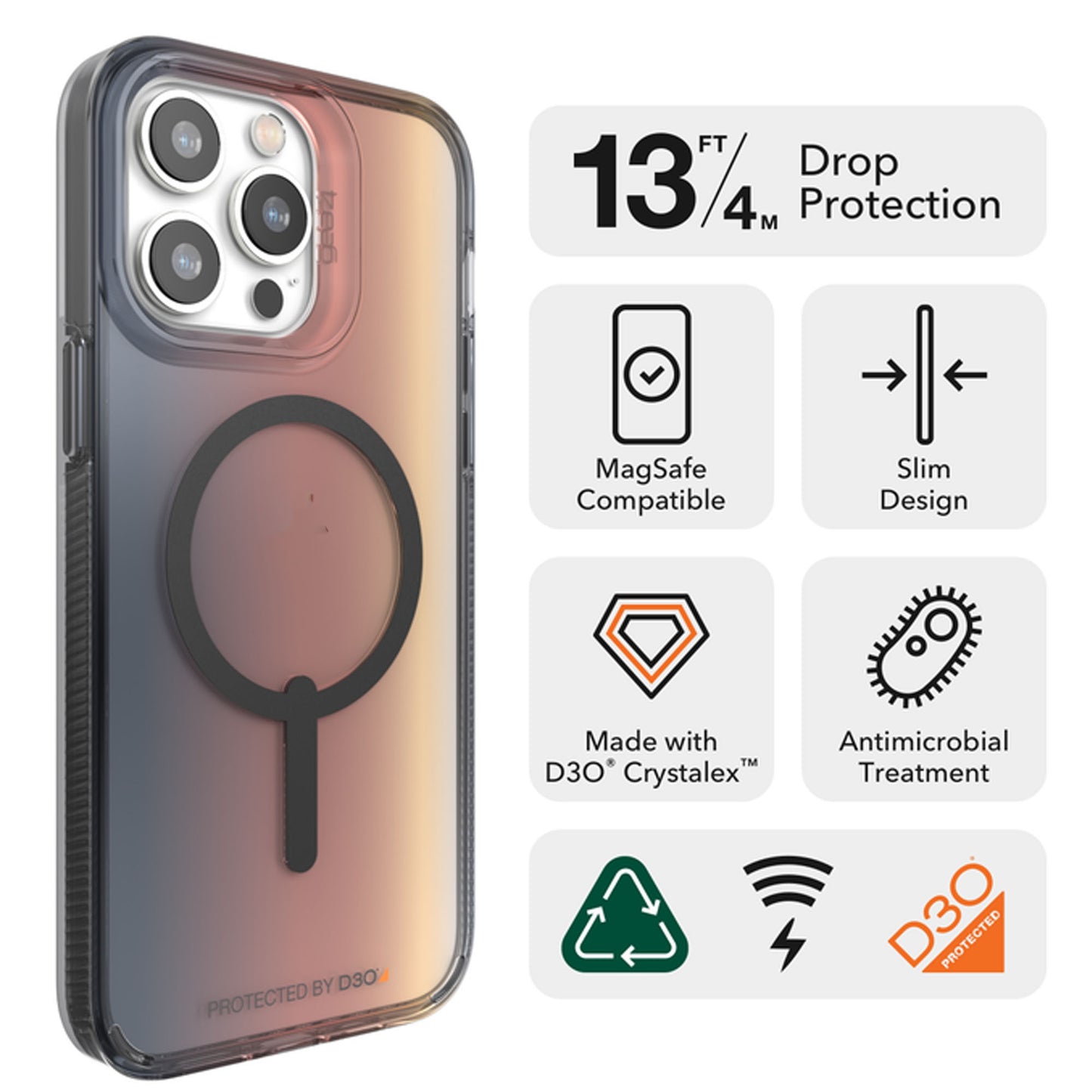 Gear4 D3O® Milan Snap for iPhone 14 Pro Max - Sunset Ombre (Barcode: 840056166004 )
