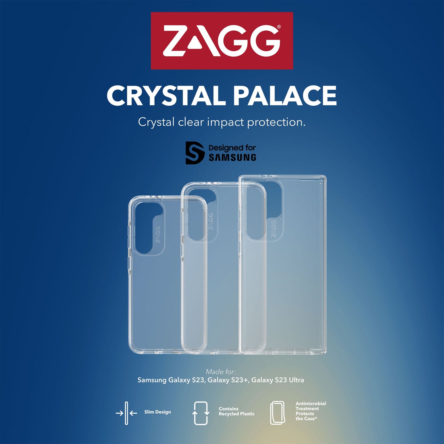 ZAGG Gear4 Crystal Palace for Samsung S23 Plus - 2 Meters Drop Protection - Clear