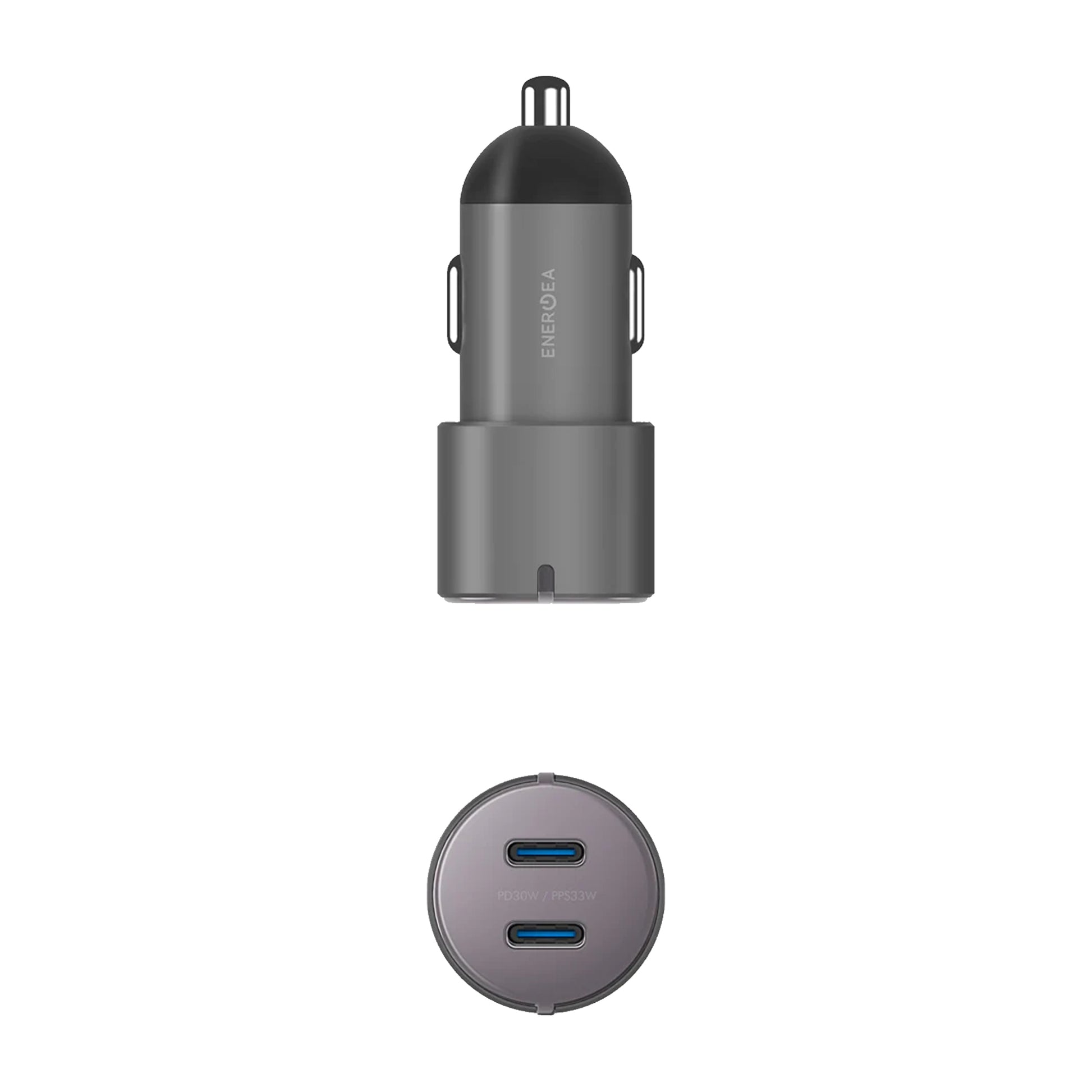 ENERGEA AluDrive D60 Car Charger 66W Max ( 30W PD ) Duo USB-C Port ( Barcode: 6957879424755 ) - Forexengineer -Malaysia- 6957879424755