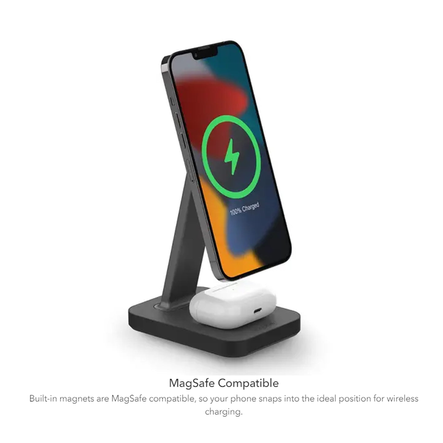 Mophie Snap+ Wireless Charging Stand & Pad - Magsafe Compatible with Airpods Charging Spot - Black ( Barcode: 840056162938 )