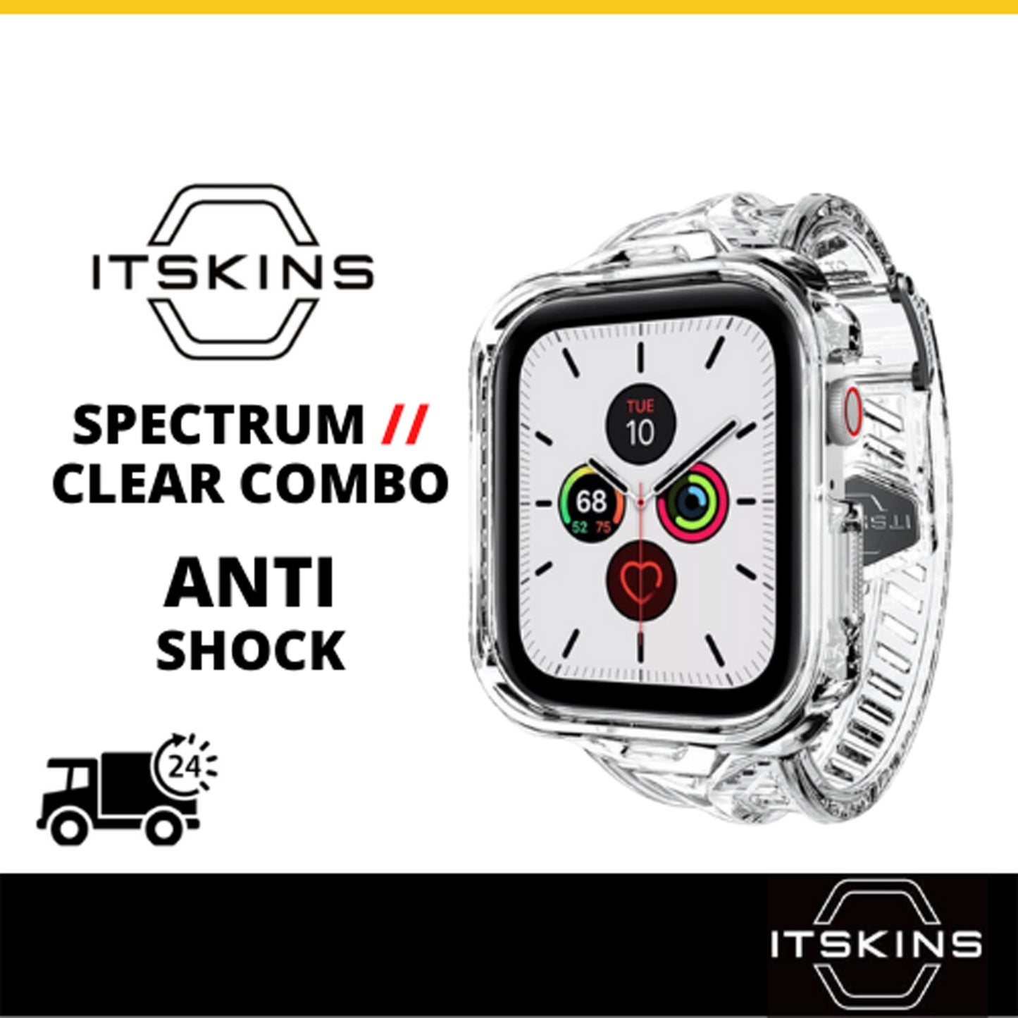 ITSKINS Spectrum Clear Combo ( Strap + Case ) for Apple Watch ( 41mm - 40mm ) Series 8 - SE2 - 7 - 6 - SE - 5 - 4 - Smoke (Barcode: 4894465269302 )