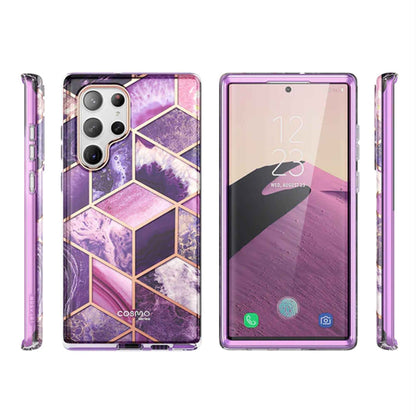 [ONLINE EXCLUSIVE] i-Blason Cosmo Case for Samsung Galaxy S23 Ultra With Build-in Screen Protector - Marble Purple (Barcode : 843439121478 )