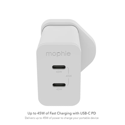 Mophie Speedport 45W GaN - USB C PD Dual Port - White (Barcode: 840056158221 ) - Forexengineer -Malaysia- 840056158221