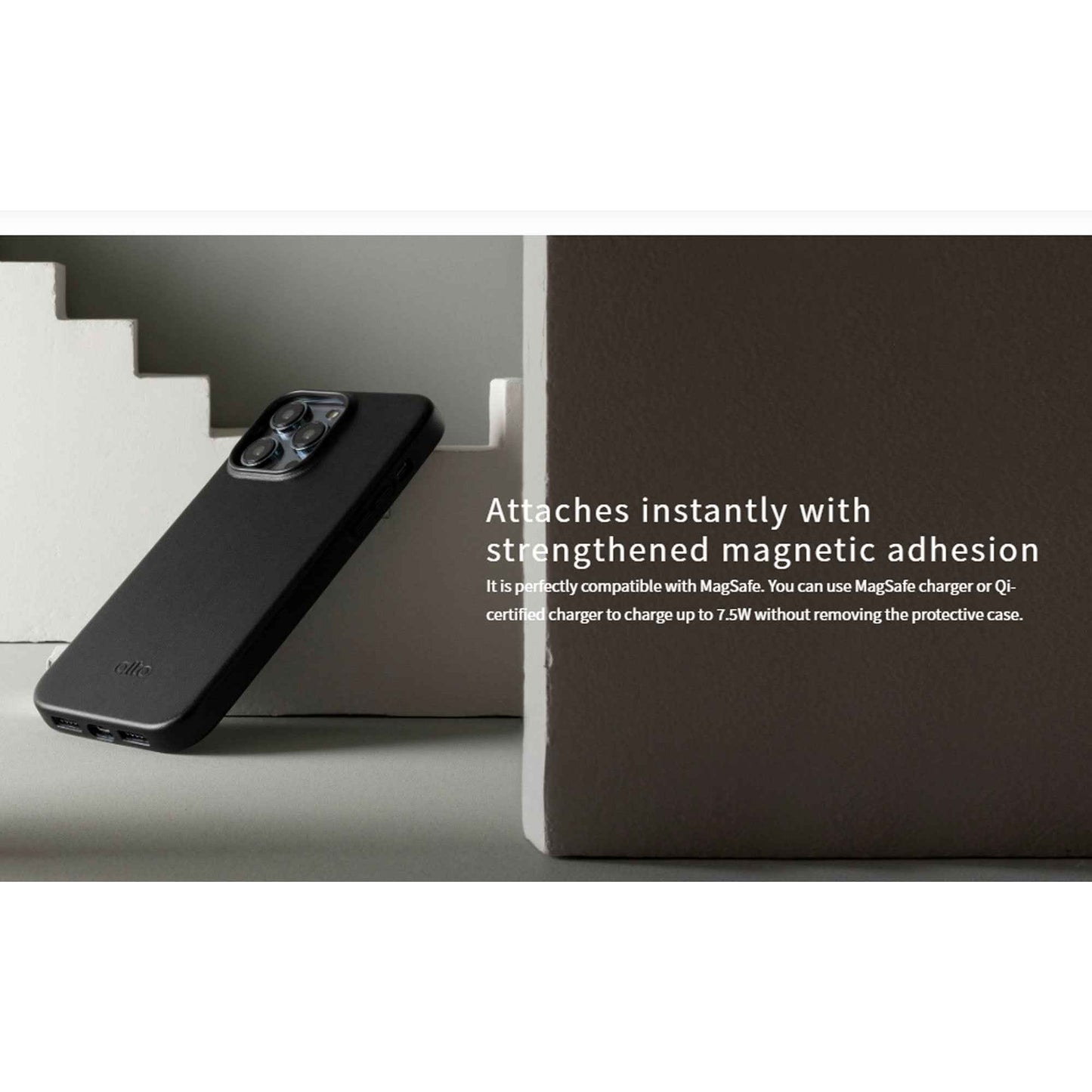 Alto Clop for iPhone 14 Pro Max - Magsafe Compatible - Italian Full Grain Aniline Leather - Raven Black (Barcode: 728028514926 )