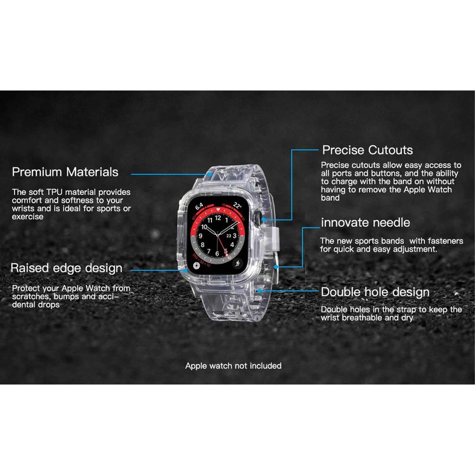 ITSKINS Spectrum Clear Combo ( Strap + Case ) for Apple Watch ( 41mm - 40mm ) Series 8 - SE2 - 7 - 6 - SE - 5 - 4 - Smoke (Barcode: 4894465269302 )