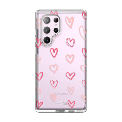 [ONLINE EXCLUSIVE] i-Blason Cosmo Case for Samsung Galaxy S23 Ultra With Build-in Screen Protector - Pink Hearts (Barcode : 843439121713 )