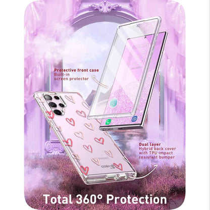 [ONLINE EXCLUSIVE] i-Blason Cosmo Case for Samsung Galaxy S23 Ultra With Build-in Screen Protector - Pink Hearts (Barcode : 843439121713 )