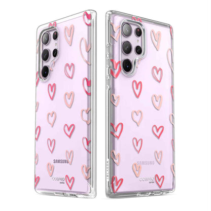 [ONLINE EXCLUSIVE] i-Blason Cosmo Case for Samsung Galaxy S23 Ultra With Build-in Screen Protector - Pink Hearts (Barcode : 843439121713 )