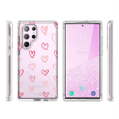 [ONLINE EXCLUSIVE] i-Blason Cosmo Case for Samsung Galaxy S23 Ultra With Build-in Screen Protector - Pink Hearts (Barcode : 843439121713 )