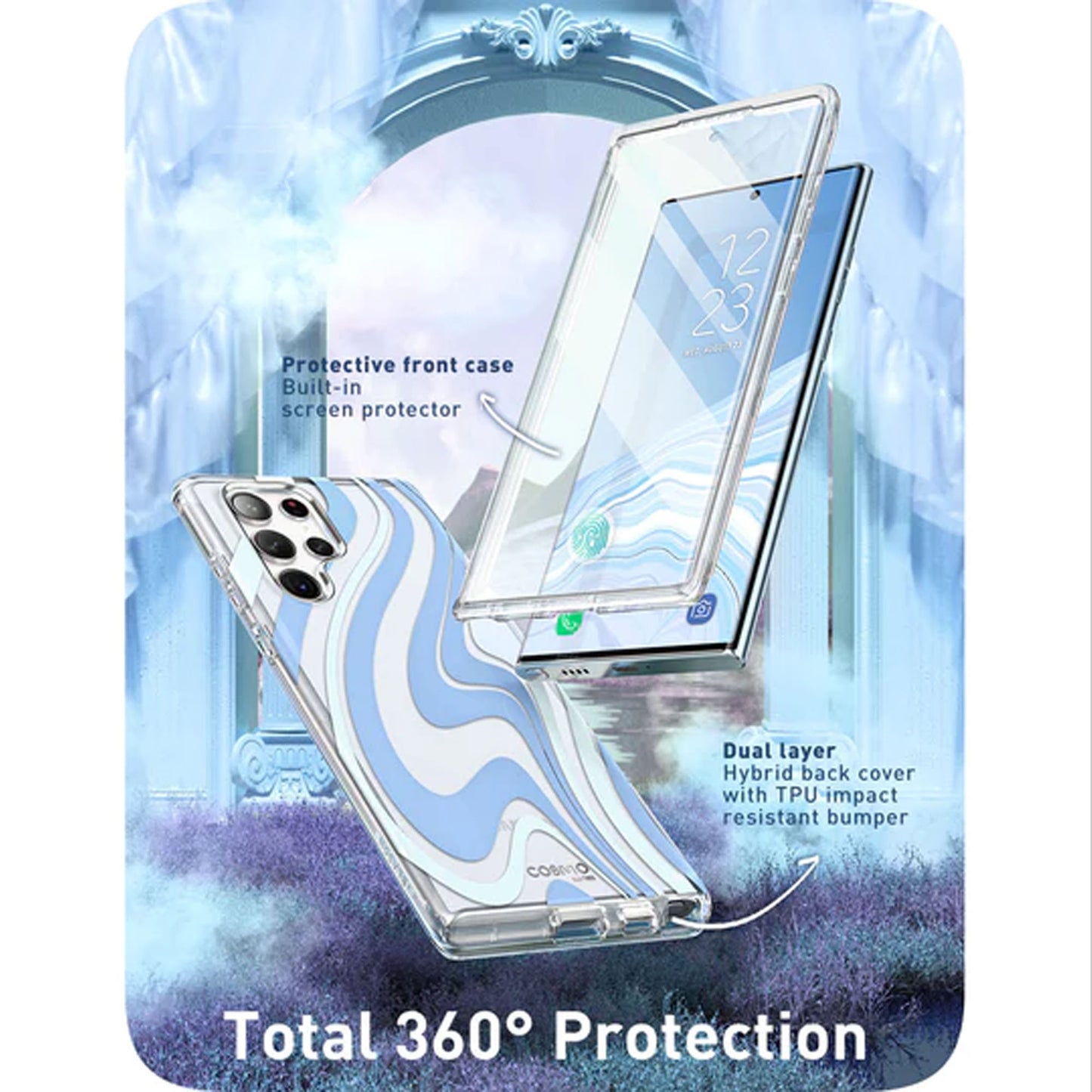 [ONLINE EXCLUSIVE] i-Blason Cosmo Case for Samsung Galaxy S23 Ultra With Build-in Screen Protector - Blue (Barcode : 843439121720 )