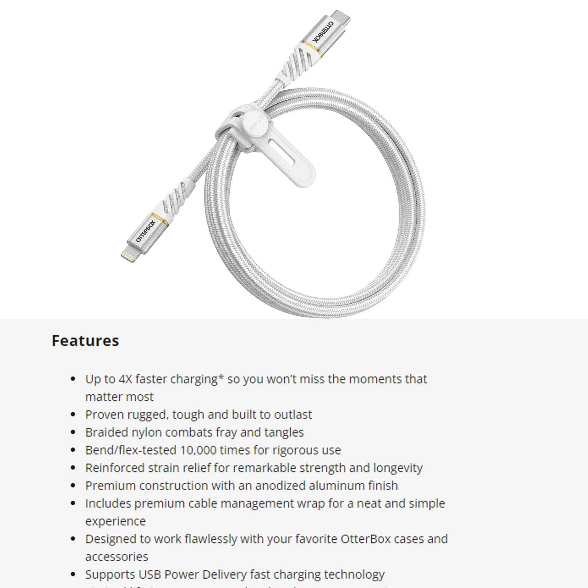 Otterbox Lightning to USB-C Fast Charge Premium Cable 1 meter - Sky White (Barcode: 840104218198 )