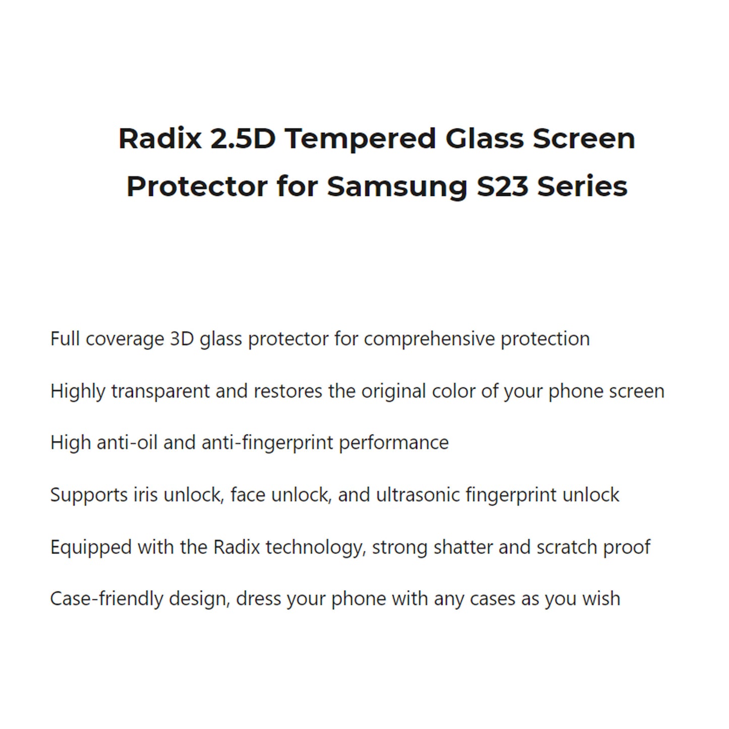 AMAZINGTHING Radix Tempered Glass for Samsung Galaxy S23 Ultra - Side Glue Screen Protector - Clear (Barcode: 4892878078238 )