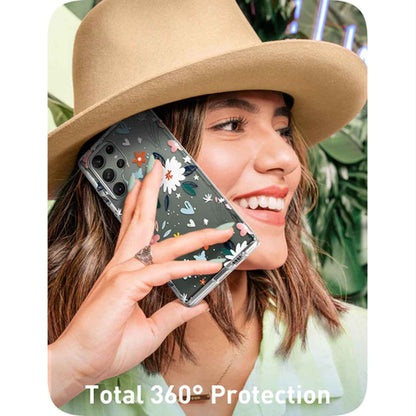 i-Blason Cosmo Case for Samsung Galaxy S23 Ultra With Build-in Screen Protector - Clear-Flowers-Hearts