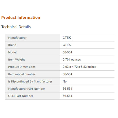 CTEK 56-564 Comfort Indicator Pigtail (Barcode : 7350009565646 )