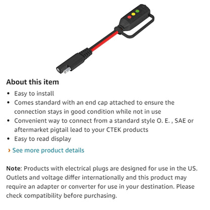 CTEK 56-564 Comfort Indicator Pigtail (Barcode : 7350009565646 )