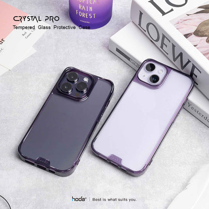 Hoda Crystal Pro Glass Case for iPhone 14 Tempered Glass Backplate Military Standard - Clear Black ( Barcode: 4711103545065 )
