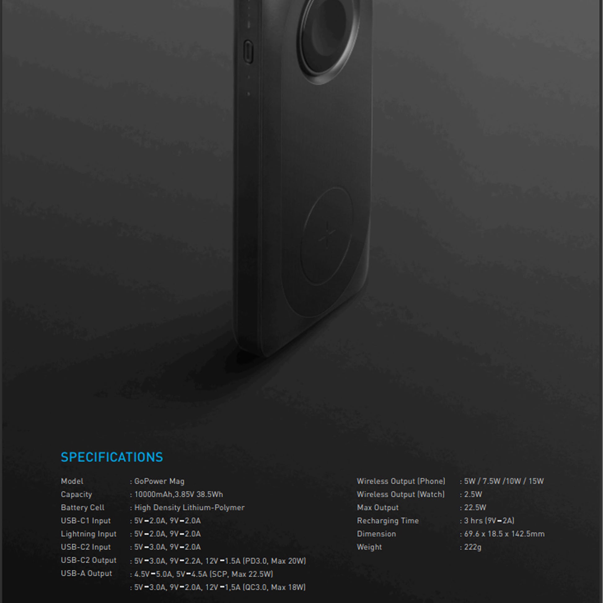 Energea Bazic GoPower Mag ( 4 in 1 ) 10000MAH Magnetic Wireless Charging Power Bank (Barcode: 6957879461590 ) - Forexengineer -Malaysia- 6957879461590
