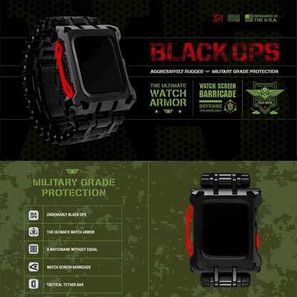 Element Case Black Ops for Apple Watch ( 45mm ) Series 8 - 7 ( Casing + Strap ) - Black-Red (Barcode: 810046112786 )