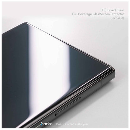 Hoda 3D UV Full Glue Tempered Glass for Samsung S23 Ultra - Full Coverage Curve Screen Protector (Cases Friendly) - Light Included - Clear (Barcode: 4711103548912 )