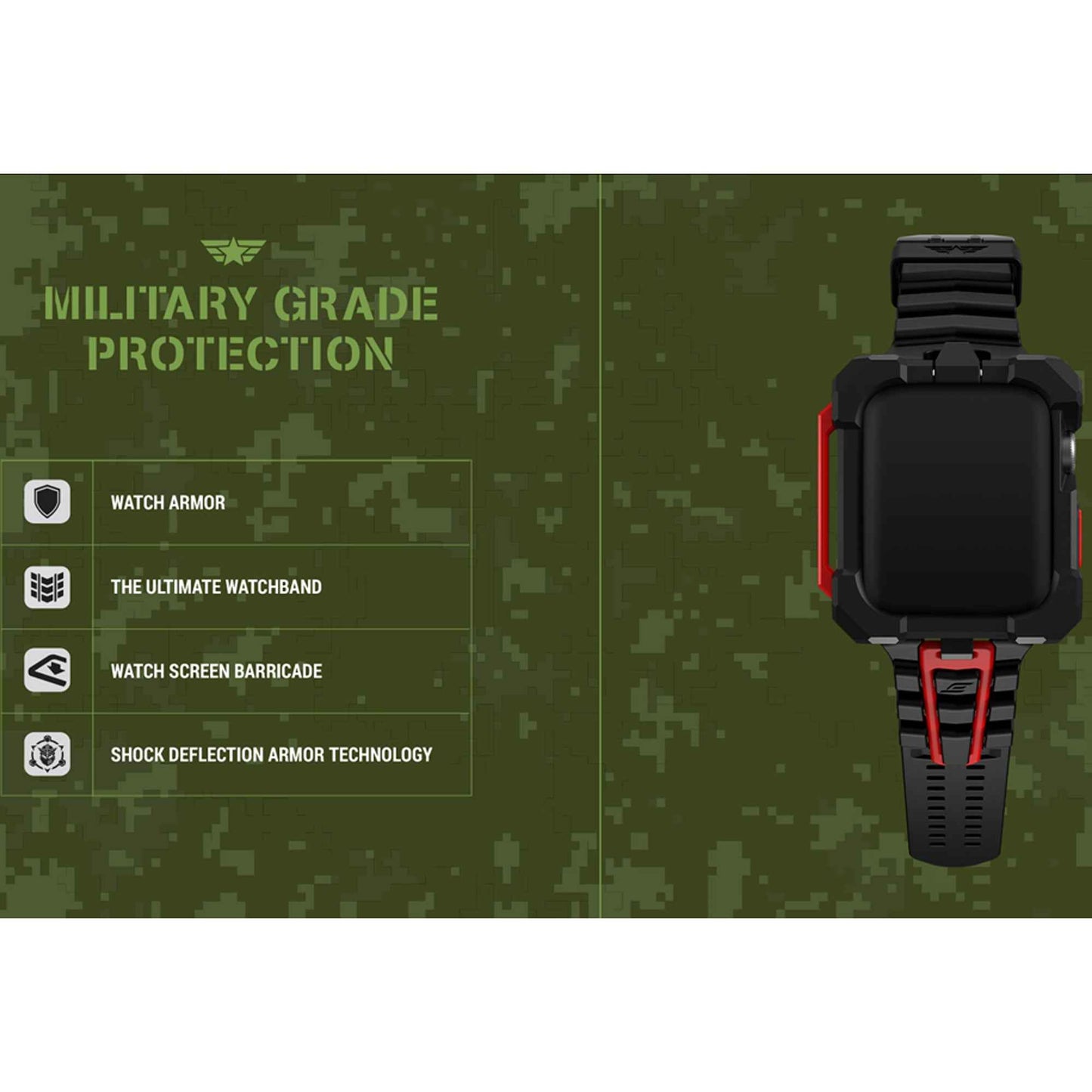 Element Case Special Ops for Apple Watch ( 41mm ) Series 8 - 7 ( Casing + Strap ) - Black-Red (Barcode: 810046112809 )