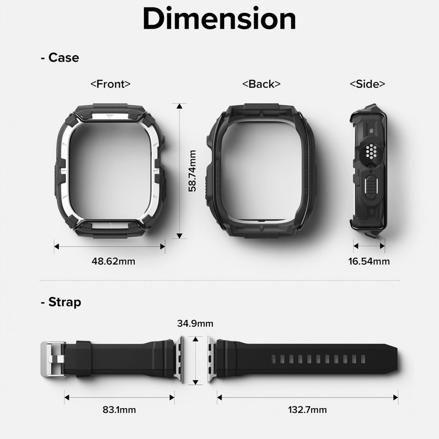 Ringke Fusion X Guard Case with Srap for Apple Watch Ultra 49mm - Black (Barcode: 8809881269528 )