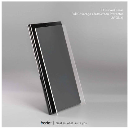 Hoda 3D UV Full Glue Tempered Glass for Samsung S23 Ultra - Full Coverage Curve Screen Protector (Cases Friendly) - Light Included - Clear (Barcode: 4711103548912 )
