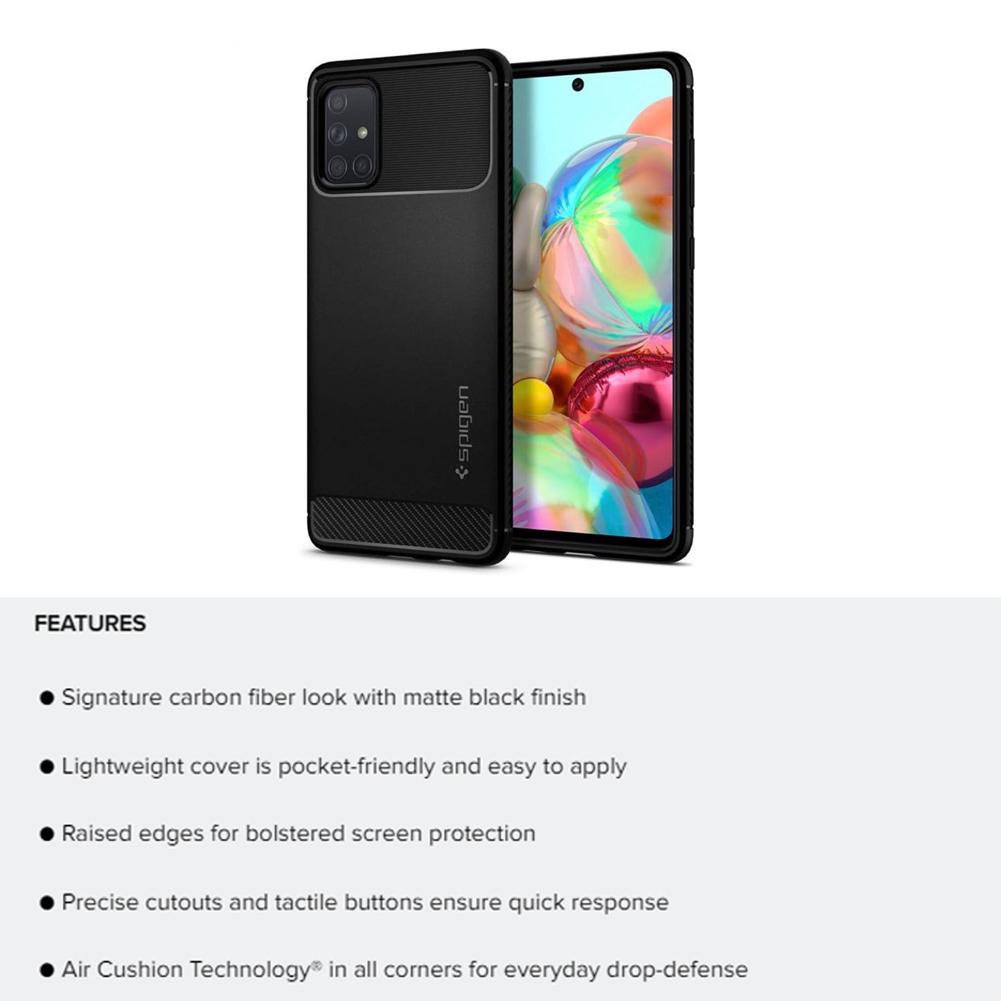 Spigen Rugged Armor for Samsung Galaxy A71 - Matte Black - Forexengineer -Malaysia- 8809685624271