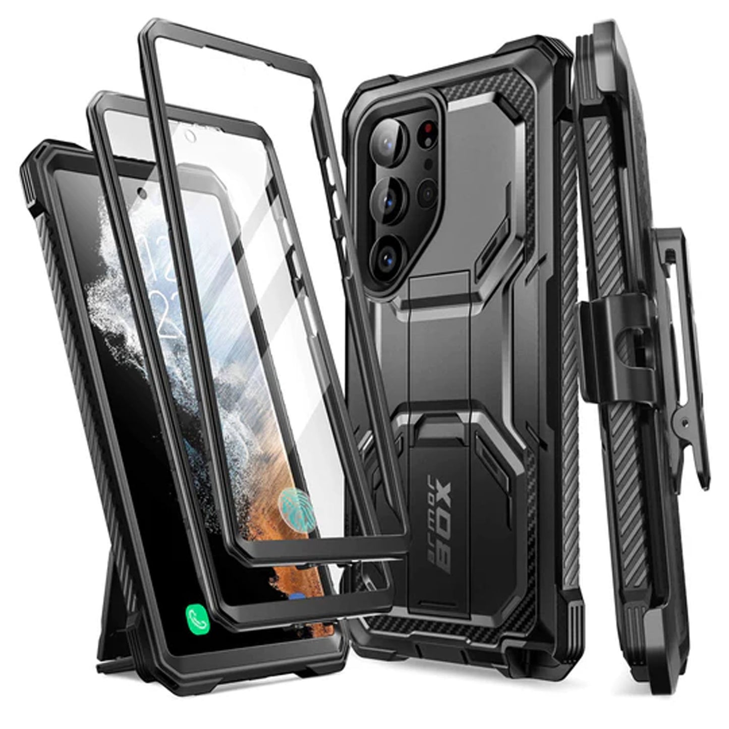 i-Blason Armorbox Case for Samsung Galaxy S23 Ultra ( With 2 Set Build-in Screen Protector ) - Black