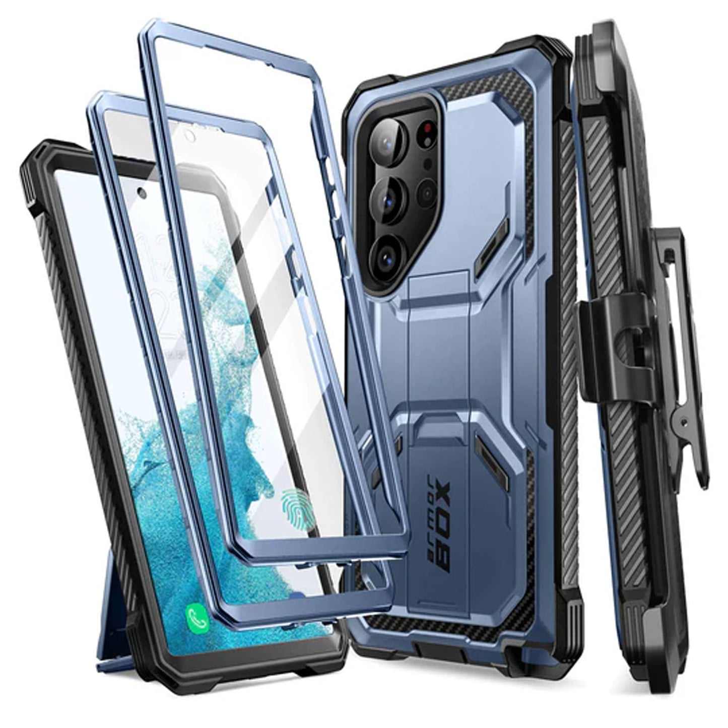 [ONLINE EXCLUSIVE] i-Blason Armorbox Case for Samsung Galaxy S23 Ultra ( With 2 Set Build-in Screen Protector ) - Metallic Blue (Barcode : 843439121454 )