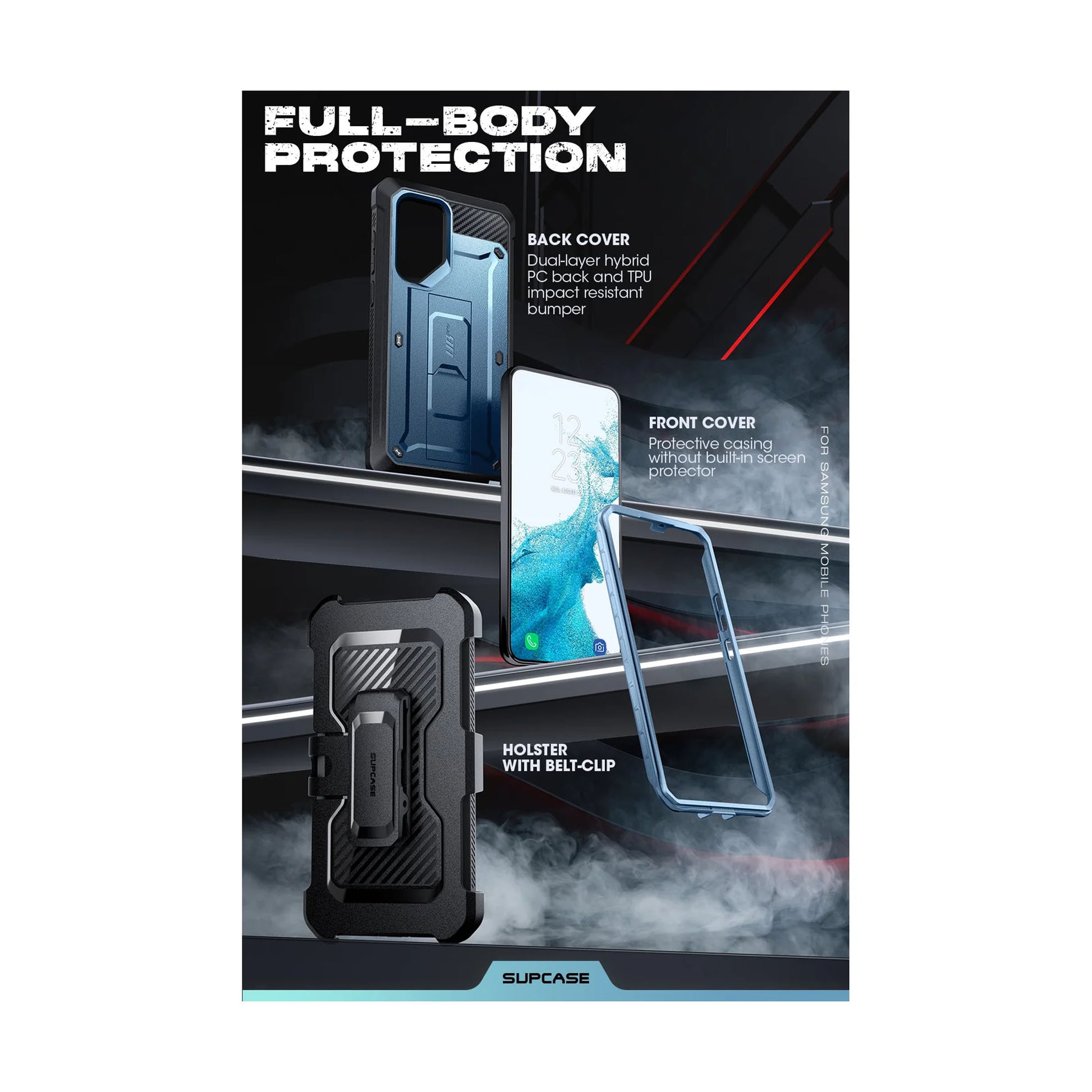 Supcase Unicorn Beetle PRO for Samsung Galaxy S23 (Without built-in Screen Protector) - Metallic Blue - Forexengineer -Malaysia- 843439121331
