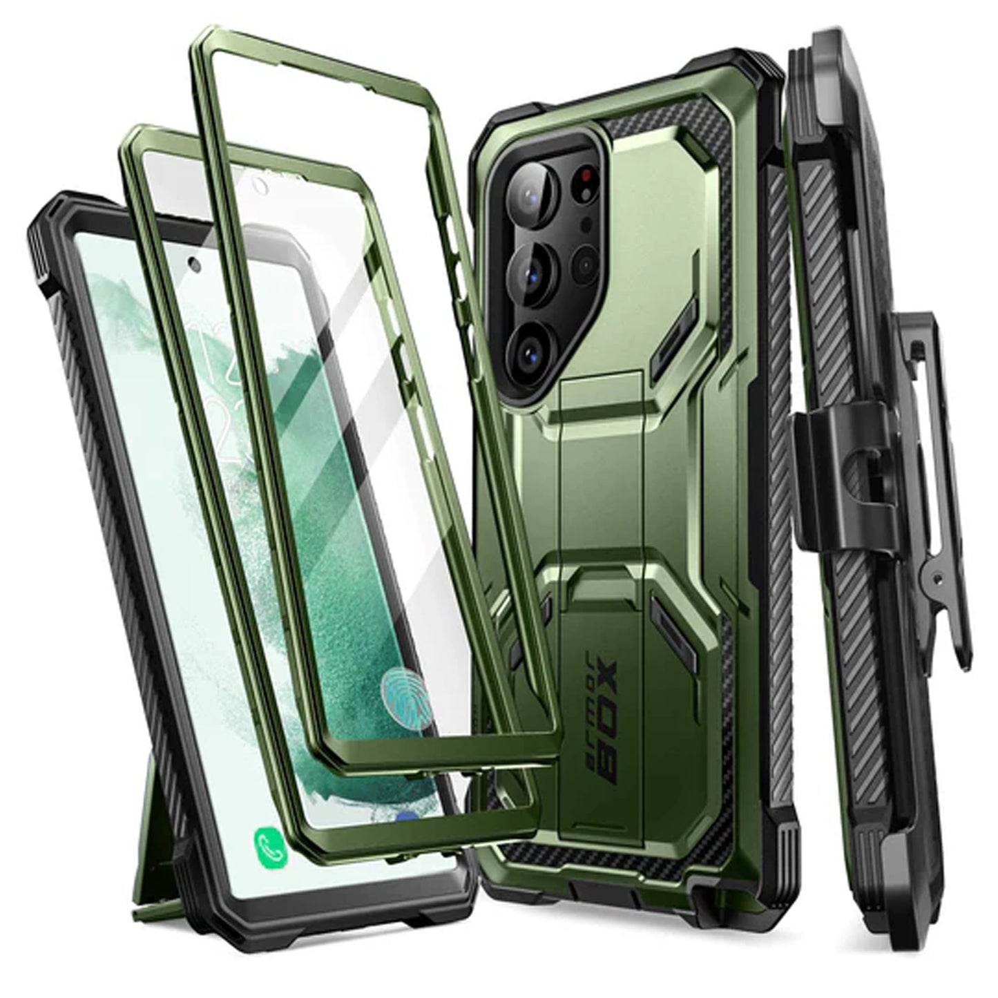 [ONLINE EXCLUSIVE] i-Blason Armorbox Case for Samsung Galaxy S23 Ultra ( With 2 Set Build-in Screen Protector ) - Dark Green (Barcode : 843439121430 )