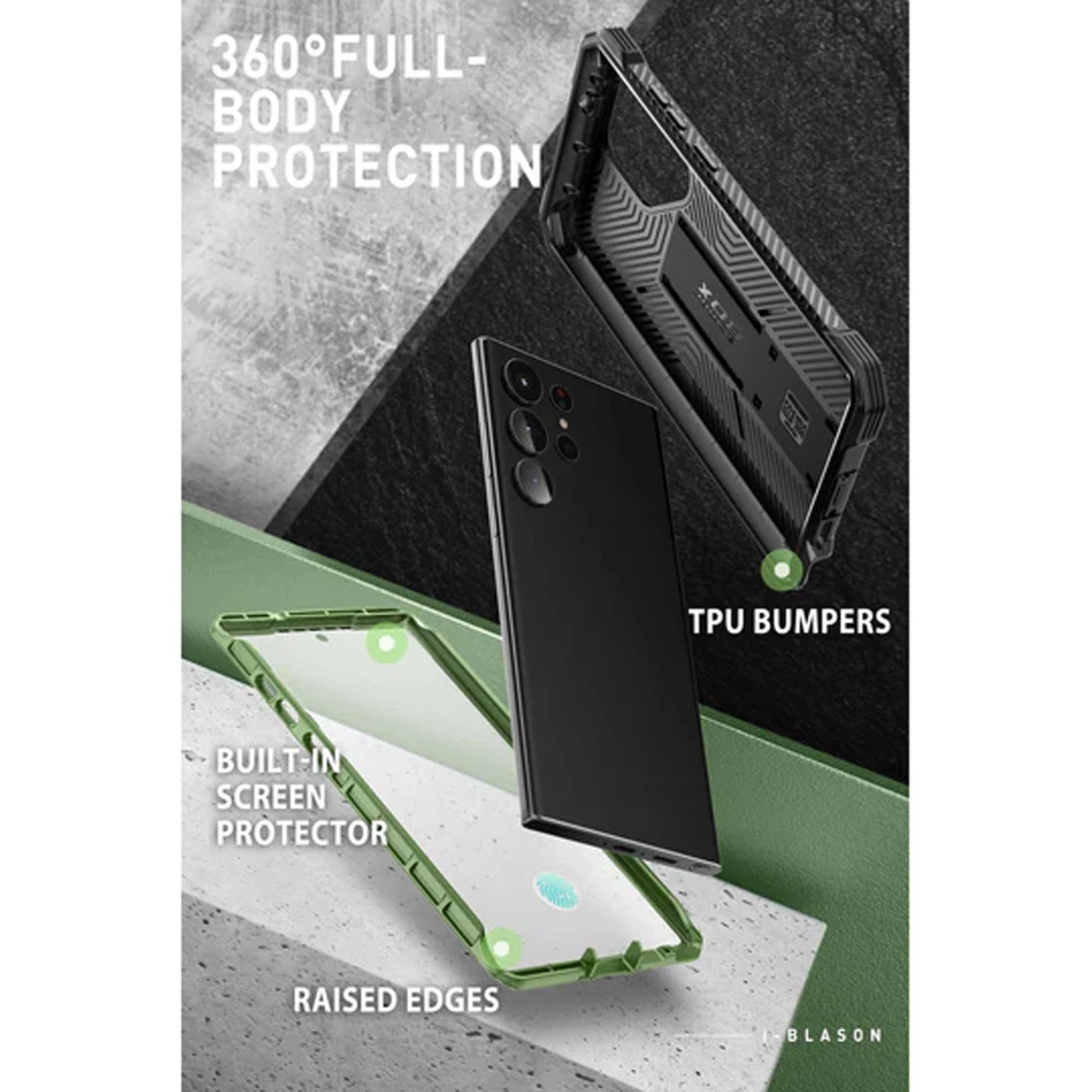 [ONLINE EXCLUSIVE] i-Blason Armorbox Case for Samsung Galaxy S23 ( With 2 Set Build-in Screen Protector ) - Dark Green (Barcode : 843439121270 )