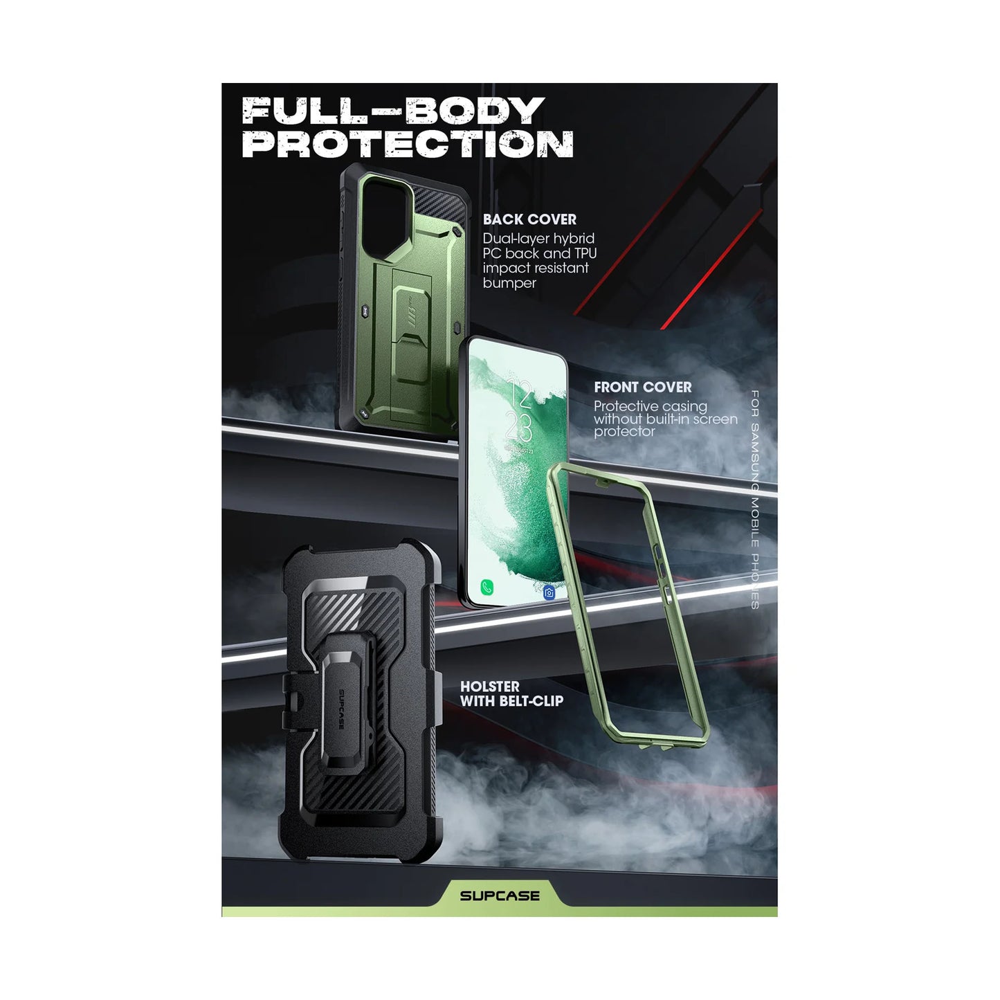 Supcase Unicorn Beetle PRO for Samsung Galaxy S23 Ultra (Without built-in Screen Protector) - Dark Green