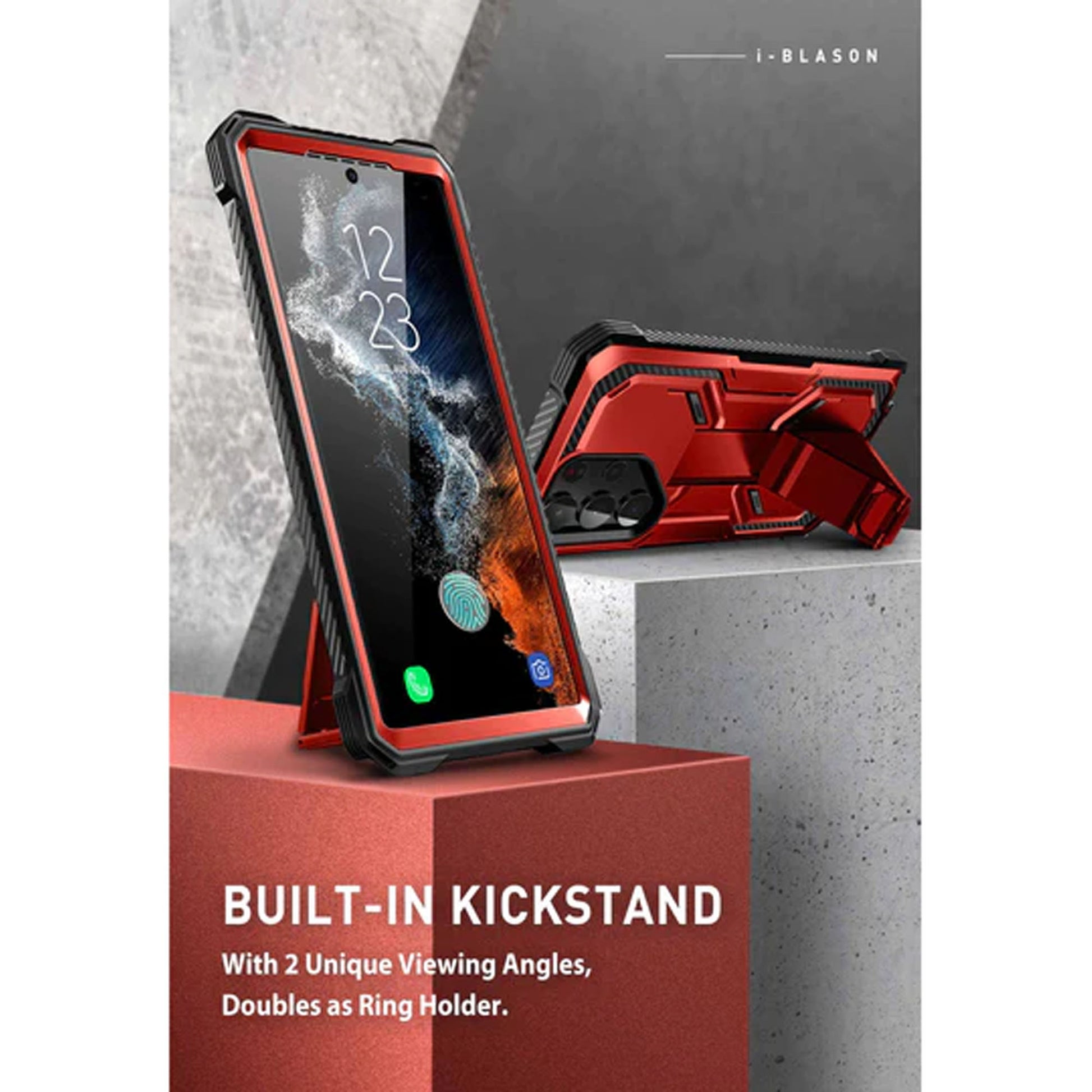 i-Blason Armorbox Case for Samsung Galaxy S23 Ultra ( With 2 Set Build-in Screen Protector ) - Metallic Red - Forexengineer -Malaysia- 843439121447