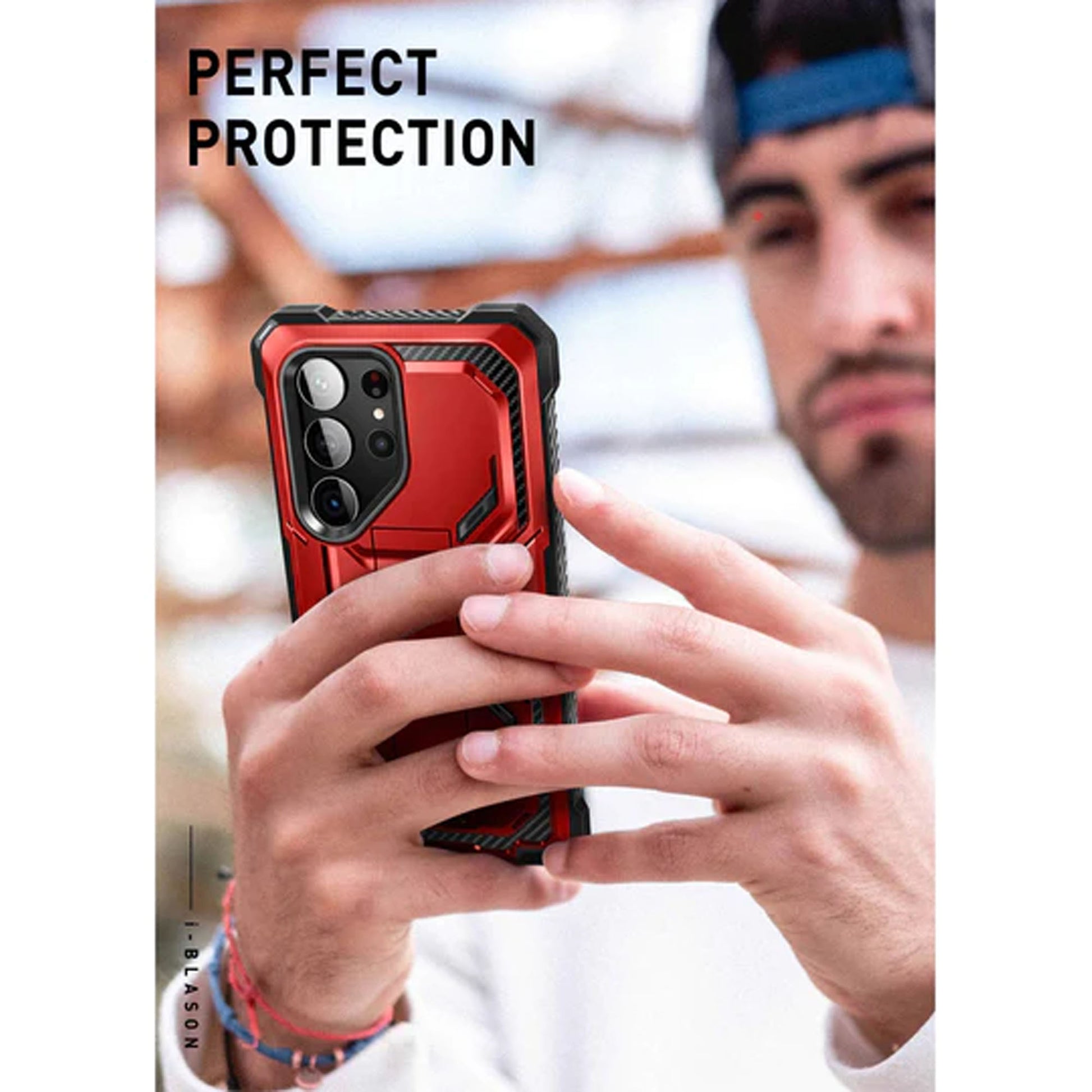 i-Blason Armorbox Case for Samsung Galaxy S23 Ultra ( With 2 Set Build-in Screen Protector ) - Metallic Red - Forexengineer -Malaysia- 843439121447