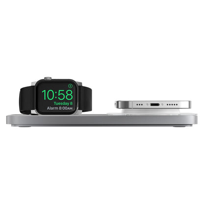 Nomad Base One Max - MagSafe and Apple Watch Charging Base 15W - Silver ( Barcode: 856500011745 ) - Forexengineer -Malaysia- 856500011745