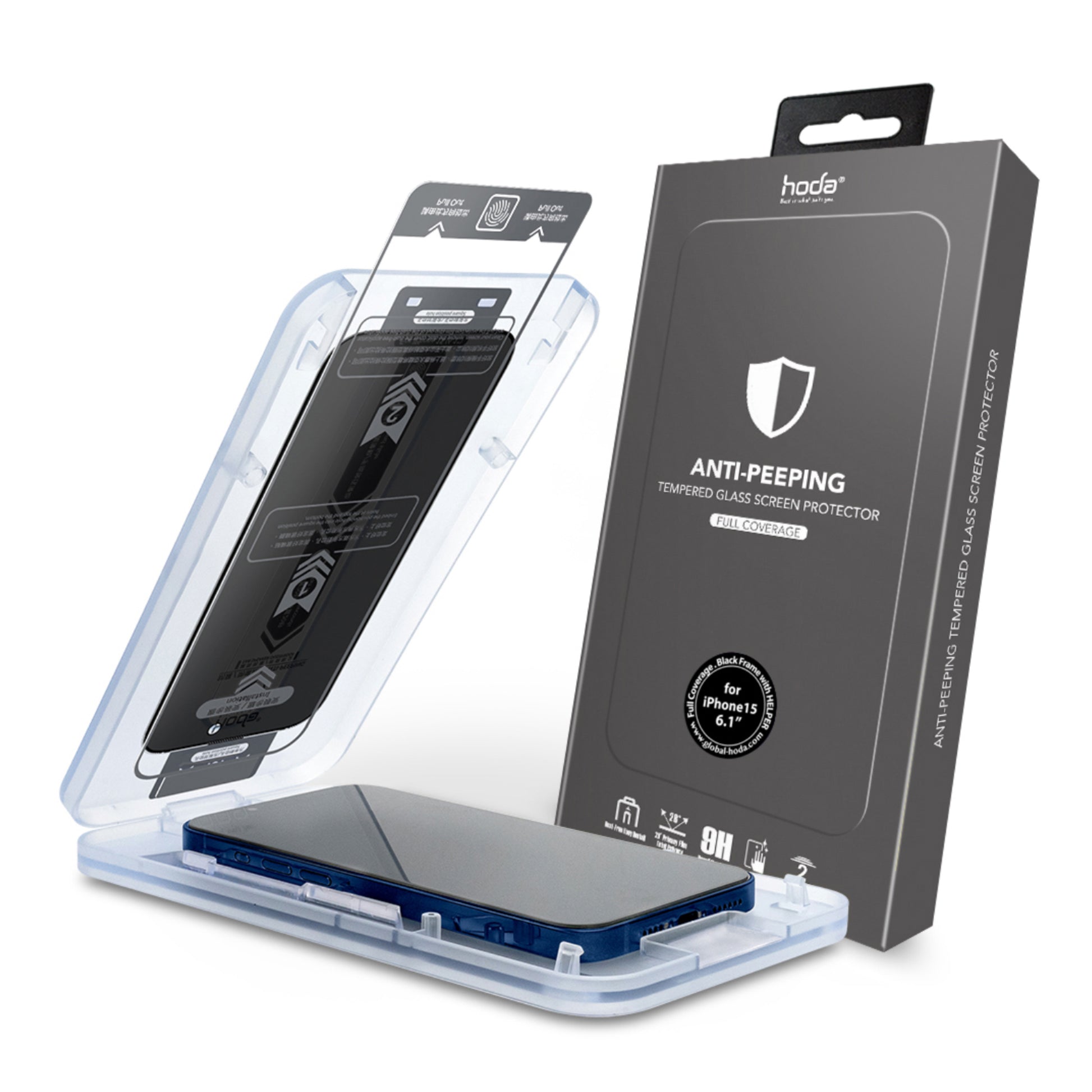 Hoda Anti-Peeper ( Privacy ) Tempered Glass Screen Protector for iPhone 15 Series ( Dust Free Helper Included ) - Forexengineer -Malaysia- 4711441973377-4711441973360-4711441973353-4711441973346