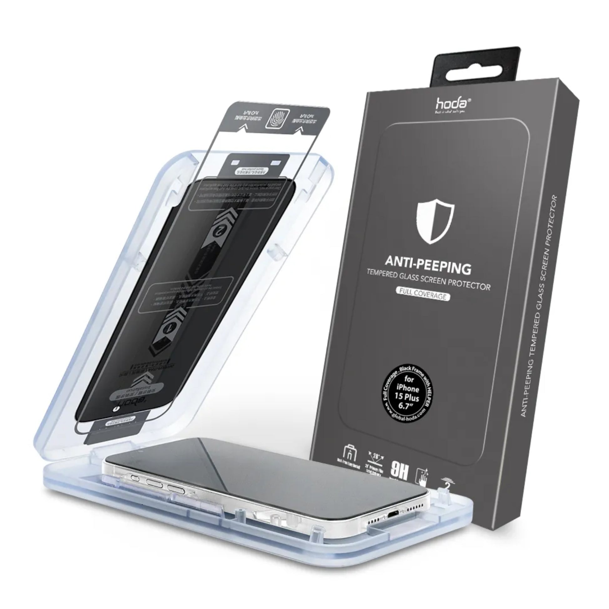 Hoda Anti-Peeper ( Privacy ) Tempered Glass Screen Protector for iPhone 15 Series ( Dust Free Helper Included ) - Forexengineer -Malaysia- 4711441973377-4711441973360-4711441973353-4711441973346