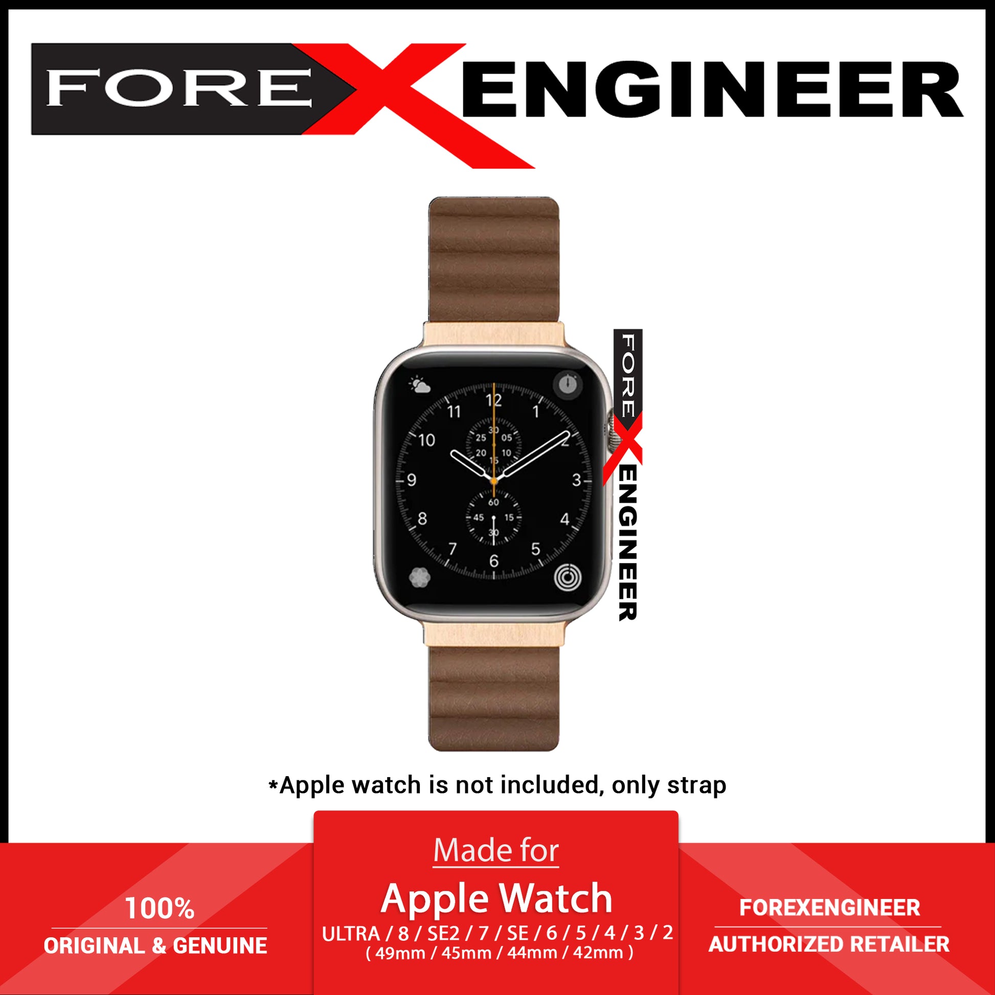 Laut Novi Luxe Watch Strap for Apple Watch ALL Ultra & 42/44/45/49MM - Sepia Brown ( Barcode: 4895206933889 ) - Forexengineer -Malaysia- 4895206933889
