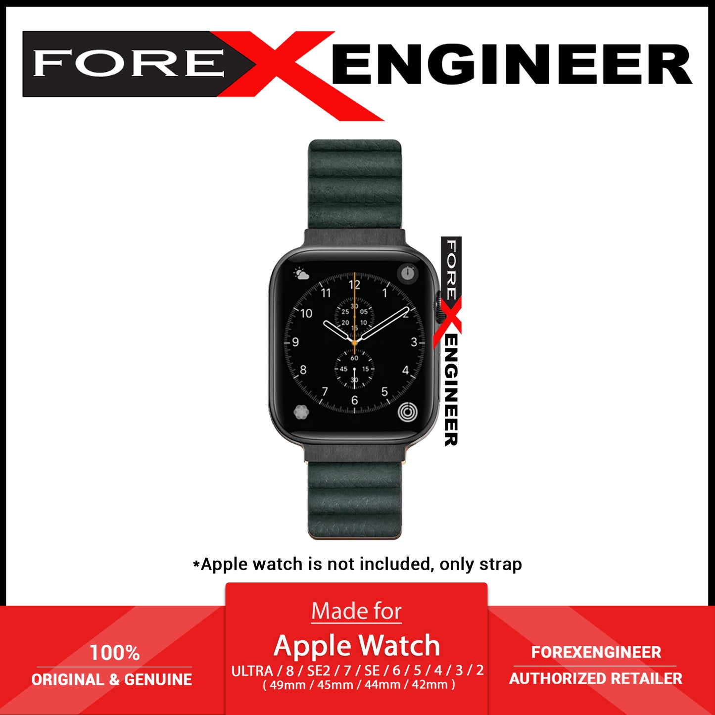 Laut Novi Luxe Watch Strap for Apple Watch ALL Ultra & 42/44/45/49MM - Pine Green ( Barcode: 4895206933896 ) - Forexengineer -Malaysia- 4895206933896