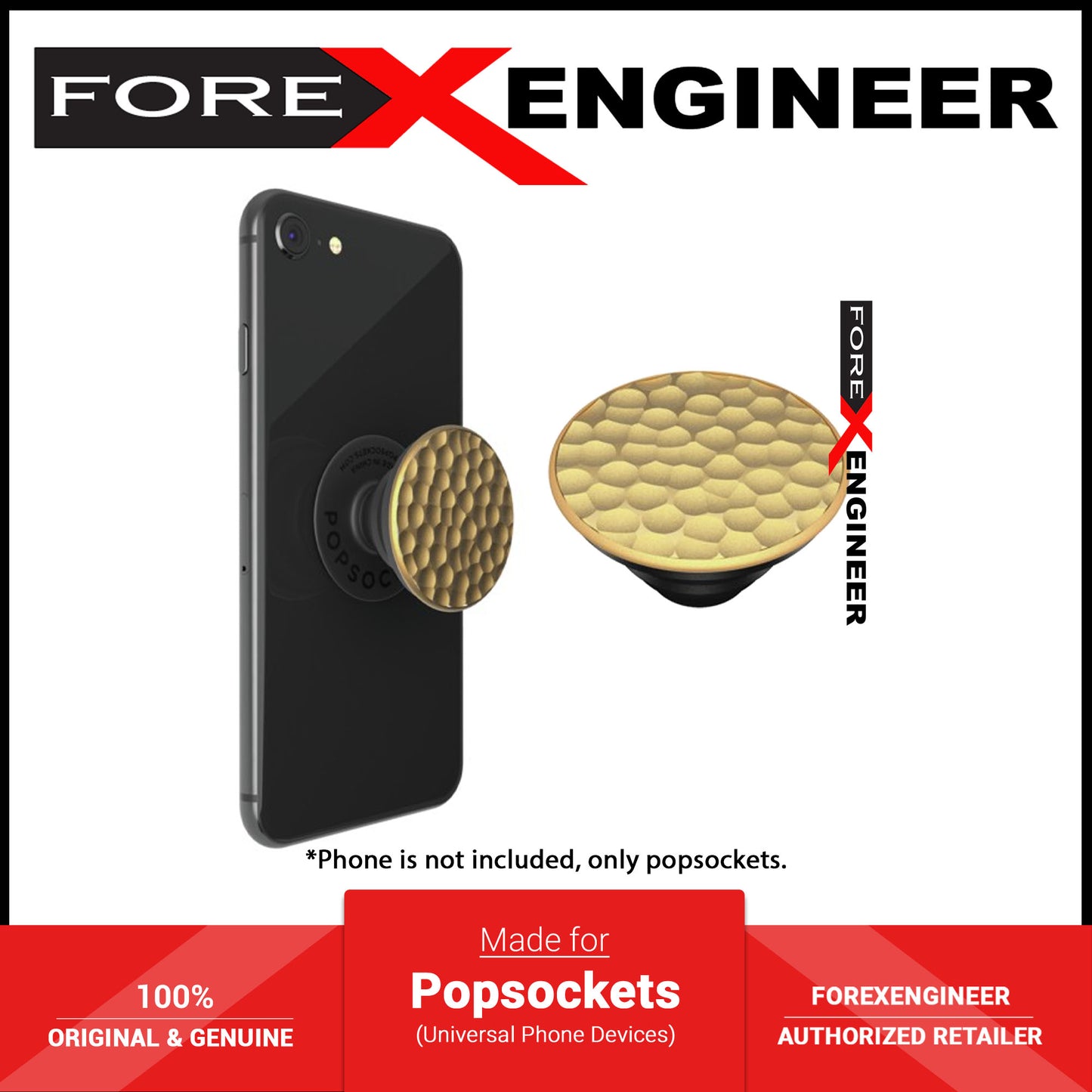 PopSockets PopGrip LUXE Swappable - Hammered Metal Gold