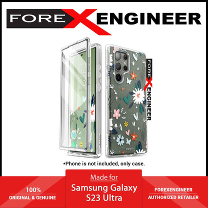 i-Blason Cosmo Case for Samsung Galaxy S23 Ultra With Build-in Screen Protector - Clear-Flowers-Hearts