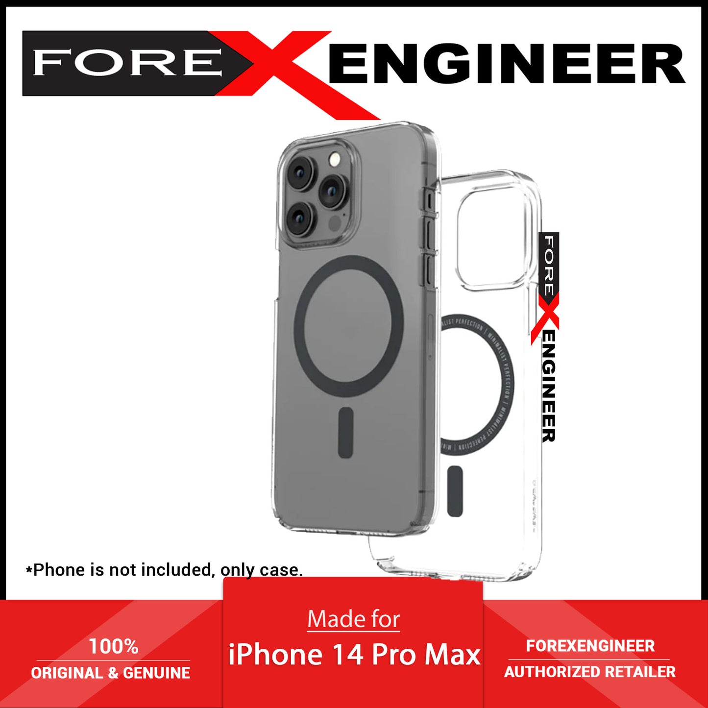 Caudabe Lucid Clear for iPhone 14 Pro Max - Magsafe Compatible - Crystal - Charcoal