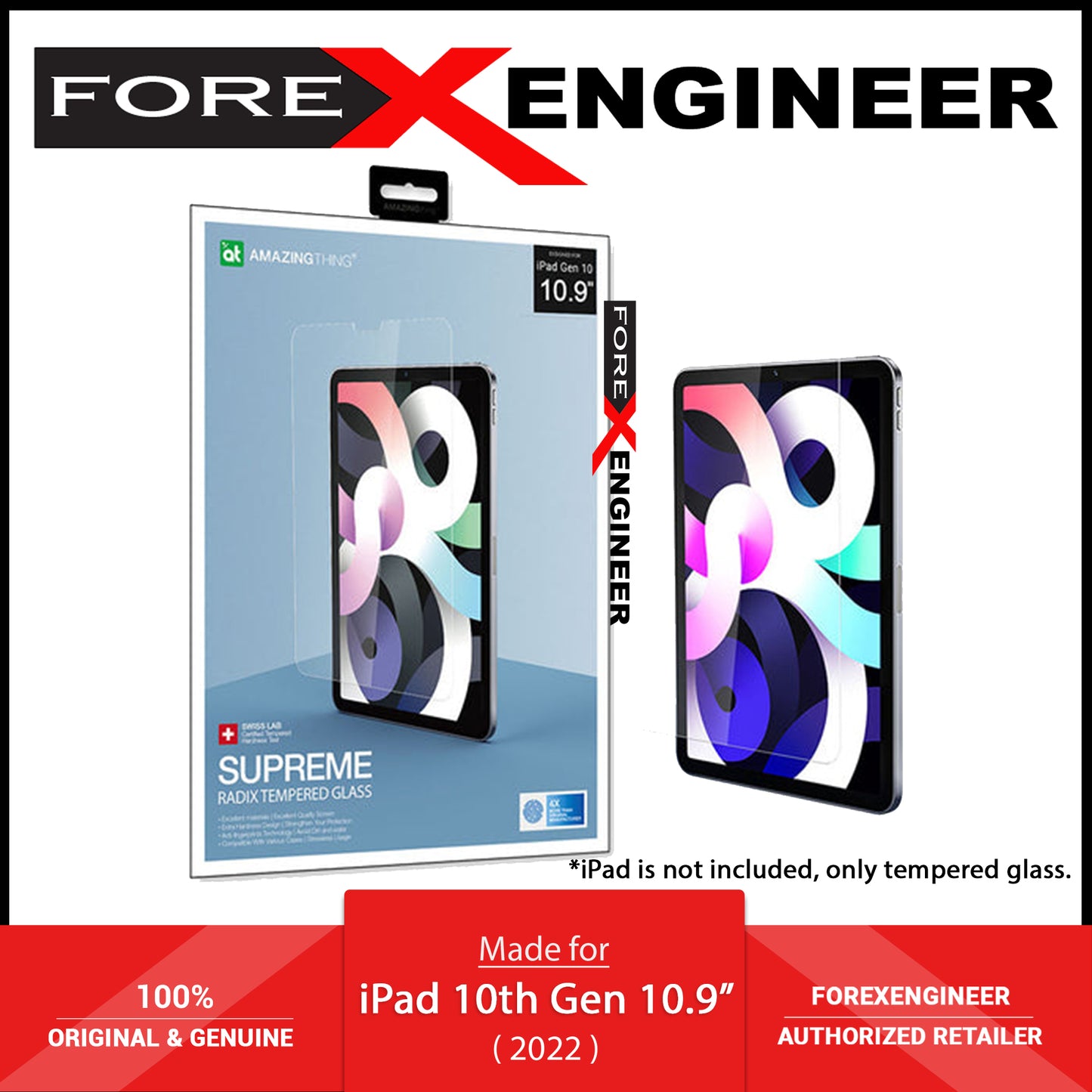 Amazingthing Radix Tempered Glass for iPad 10th Gen ( 2022 ) 10.9" - 10.9 - Ultra Clear 0.3mm (Barcode: 4892878076821 )