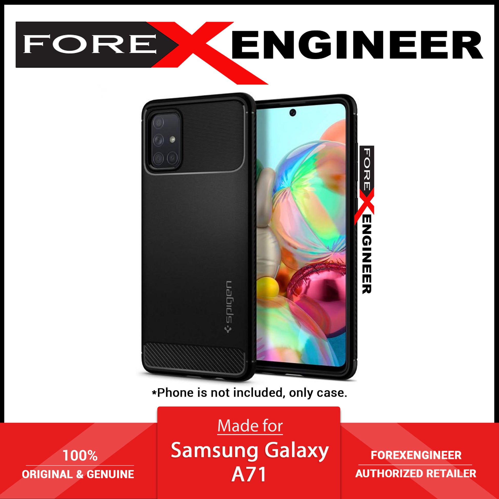 Spigen Rugged Armor for Samsung Galaxy A71 - Matte Black - Forexengineer -Malaysia- 8809685624271